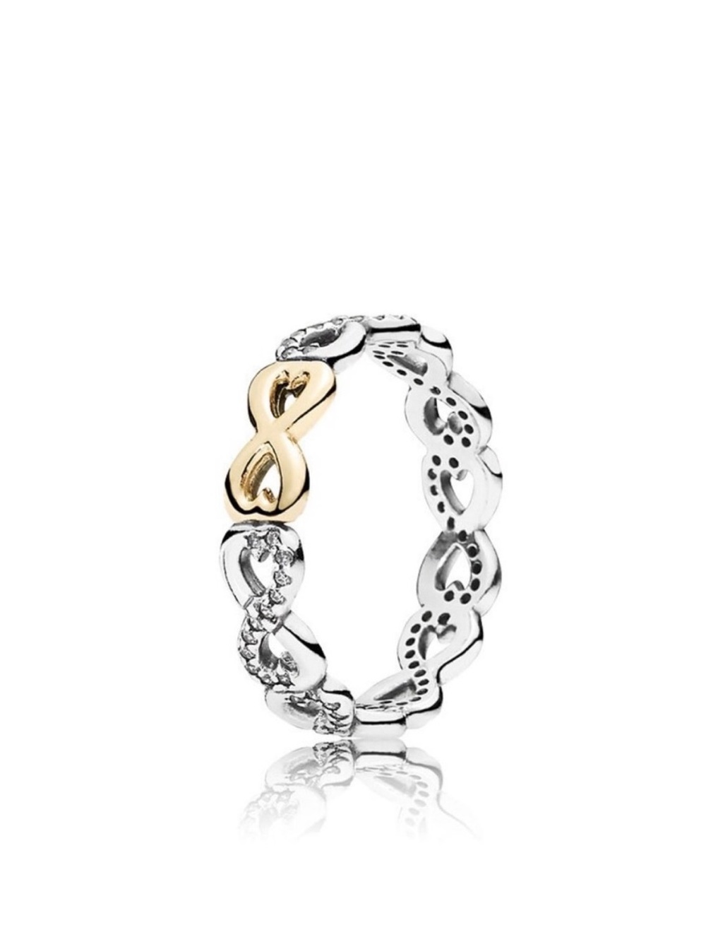 Pandora Two-Tone Infinity Heart Ring - Silver & Gold Women’s Band size 6